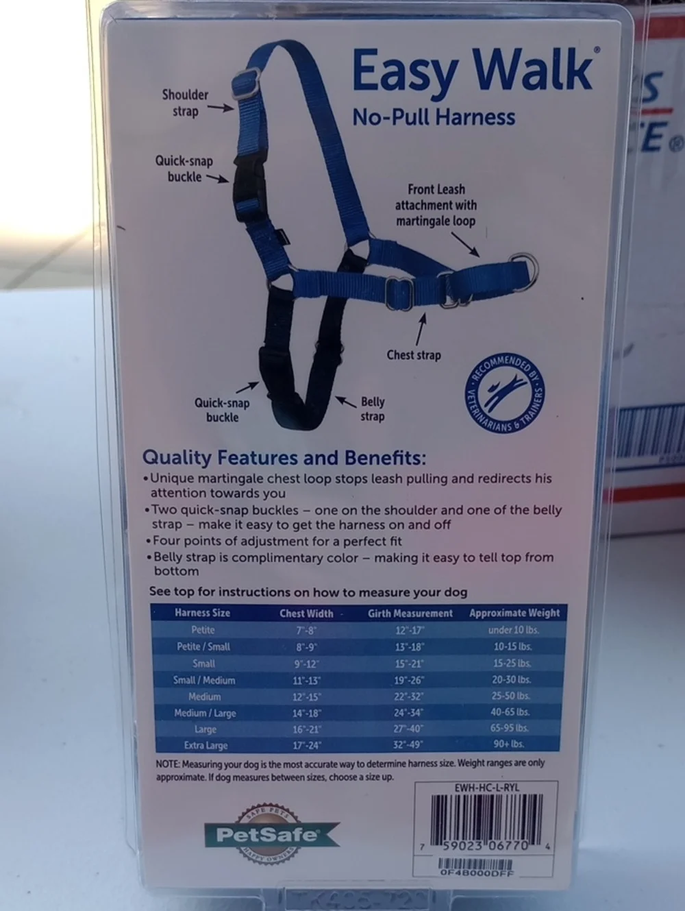 PetSafe Easy Walk No-Pull Dog Harness in Royal Blue/Navy - Large